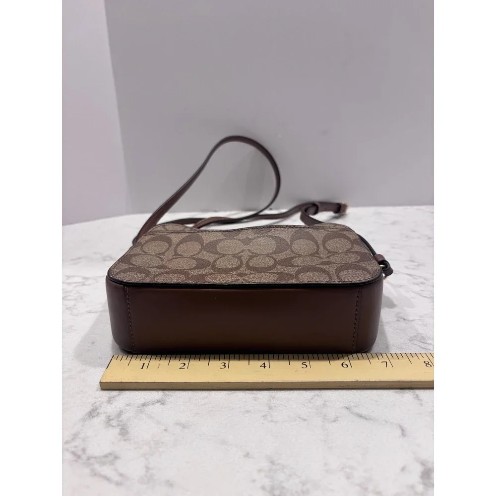 Coach Mini Jamie Camera Bag Signature Canvas Brown Crossbody Handbag 91677‎